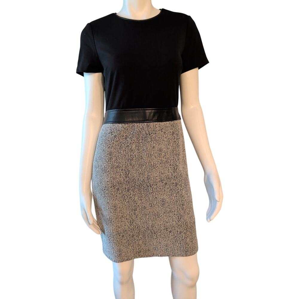 Karl Lagerfeld Paris Women's Size 6 Black & Tweed Gray Short Sleeve Sheath Dress
